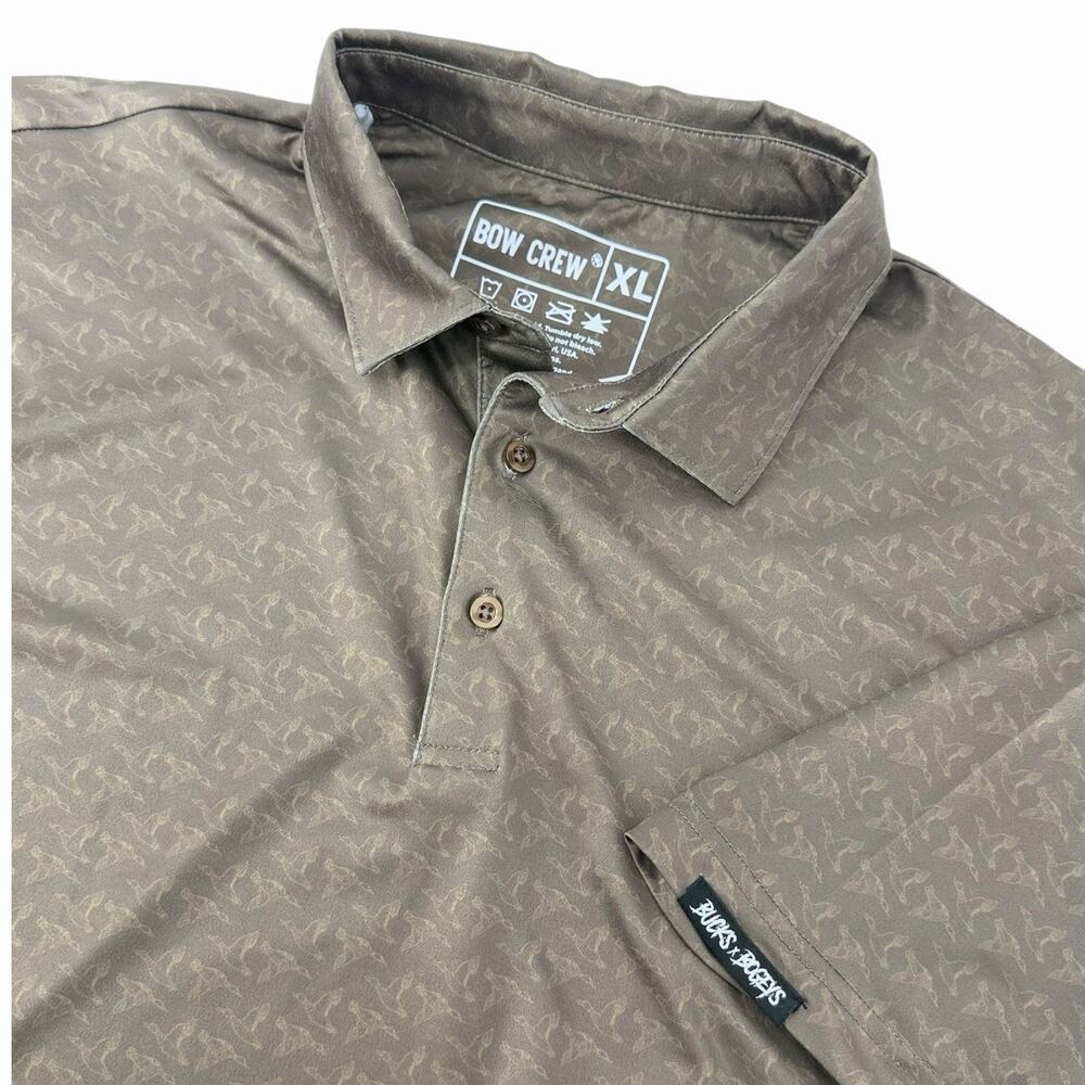 Bow Crew brown Ducks Design polo shirt in size XL.